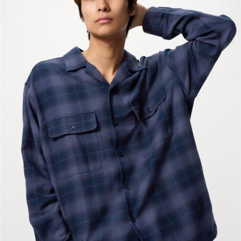 UNIQLOx JW ANDERSON Blue Plaid Casual Button Down Shirt